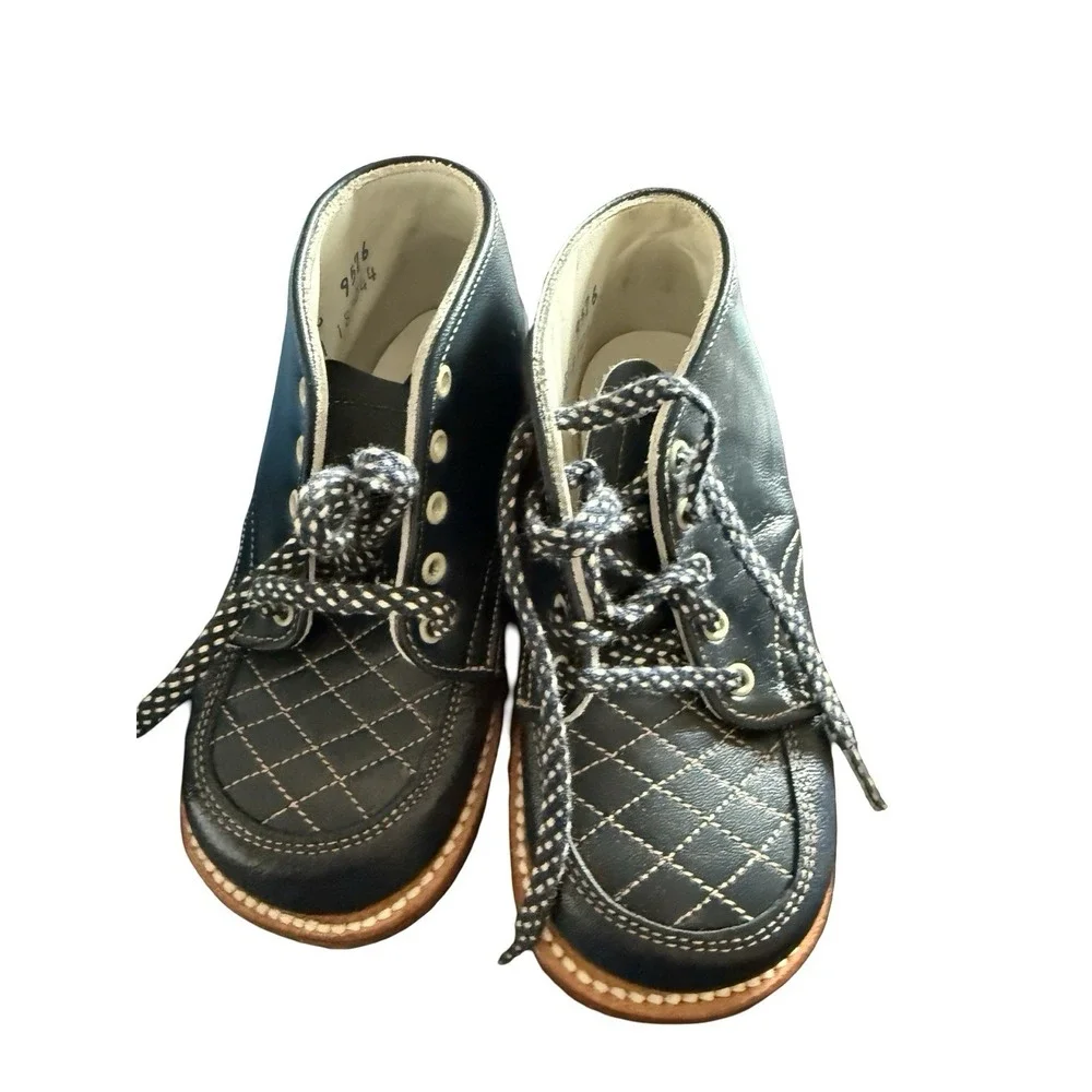 Vintage Edwards Blue walking shoes size 7 1/2 EE leather‎ shoes NEW toddler